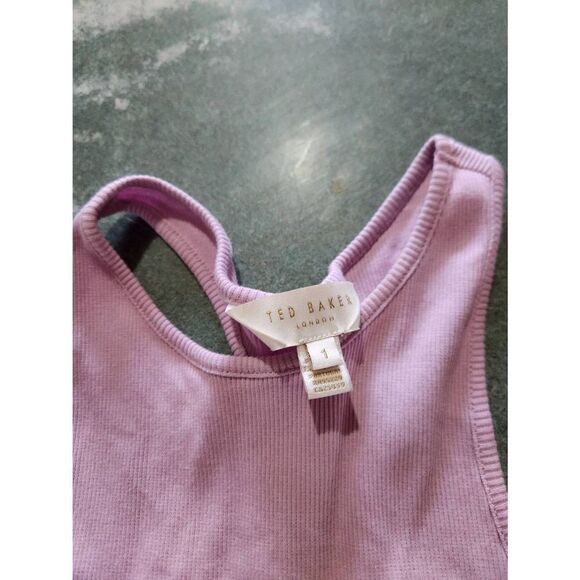 Ted Baker pink  Ribbed Racer Back Tank Top sz 1 (S) - Picture 3 of 4